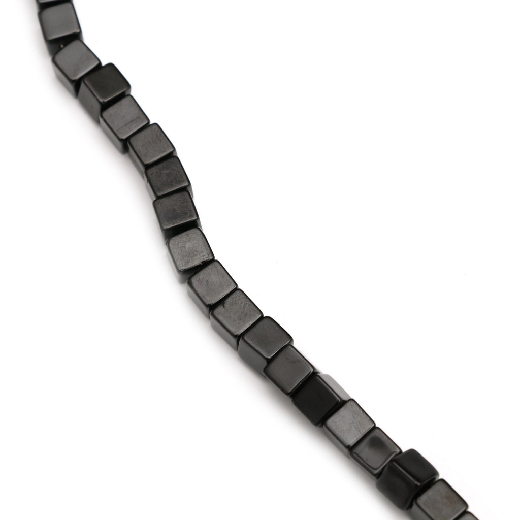 Shungite Smooth Cube Beads, Shungite Cube - 6 mm - Shungite - Gem Quality , 8 Inch/ 20 Cm Full Strand, Price Per Strand - National Facets, Gemstone Manufacturer, Natural Gemstones, Gemstone Beads