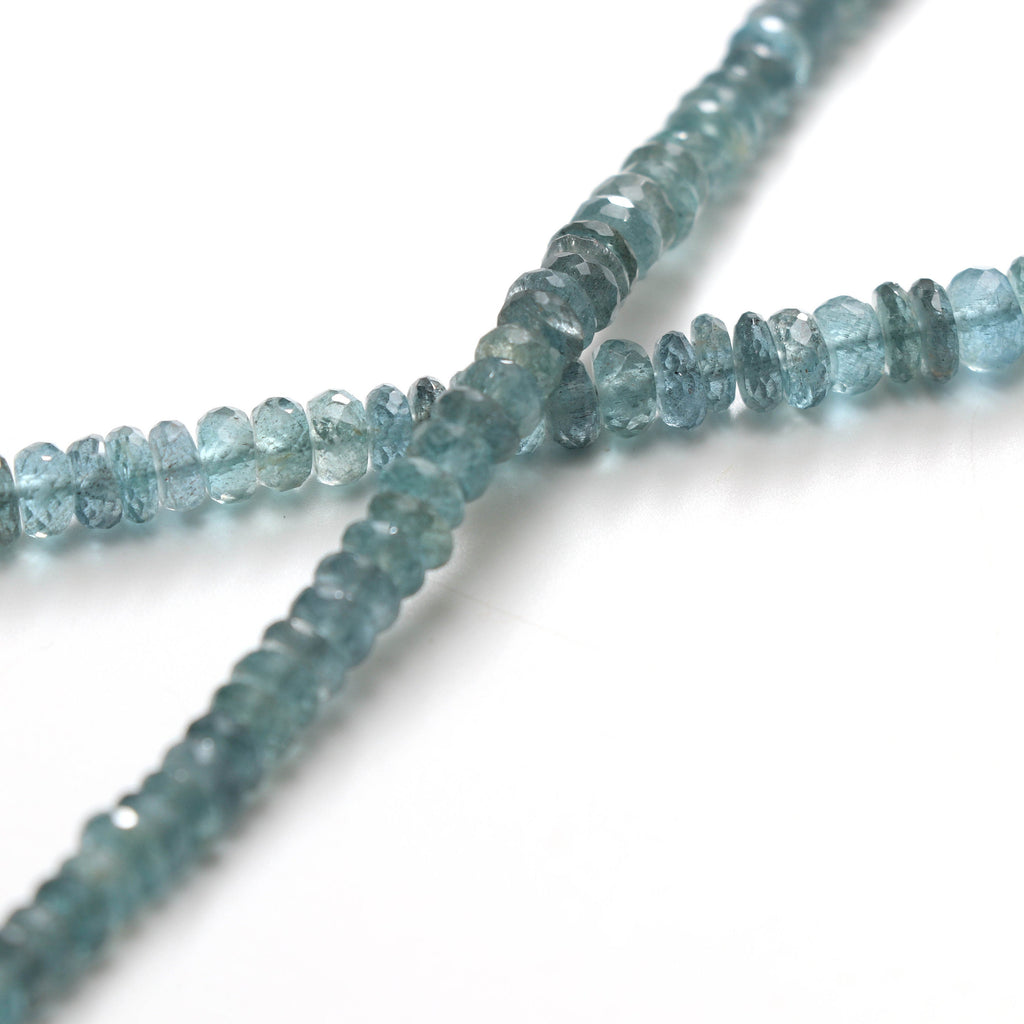 Natural Moss Aquamarine Faceted Roundel Beads, 5.5 mm to 7.5 mm- Moss Aquamarine Beads- Gem Quality,8 Inch/16 Inch/18 Inch, Price Per Strand - National Facets, Gemstone Manufacturer, Natural Gemstones, Gemstone Beads