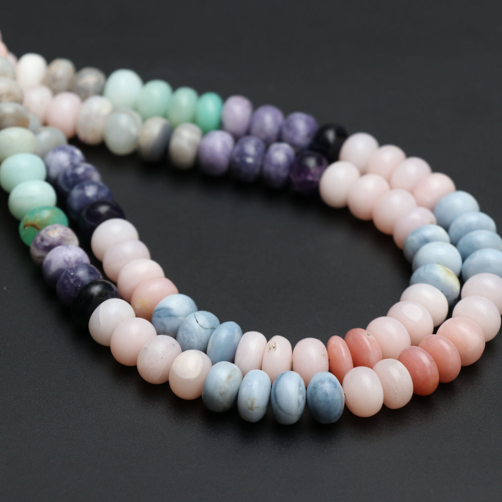 Multi Opal Smooth Rondelle Beads | 10 mm to 11 mm | Multi Opal Smooth Rondelle | Gem Quality | 8 Inch/ 18 Inch | Price Per Strand - National Facets, Gemstone Manufacturer, Natural Gemstones, Gemstone Beads