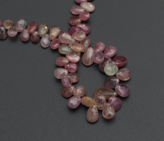 Multi Sapphire Smooth Pears Beads - 3x6 mm to 8x6 mm - Sapphire Jewelry Making Beads, 8 Inch/ 20 Cm Full Strand, Price Per Strand