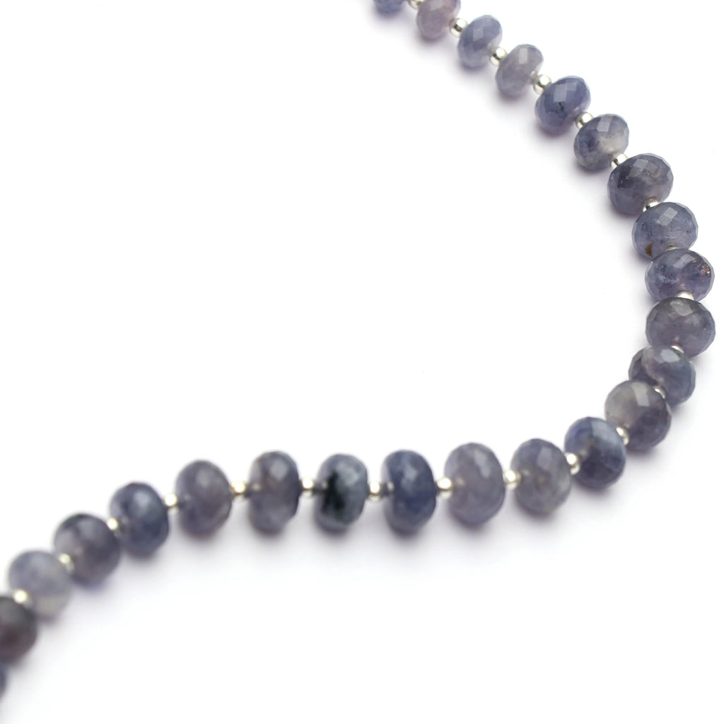 Iolite Sunstone Roundel Faceted Beads With Metal Spacer Ball - 7.5mm to 9mm - Gem Quality, 8 Inch/20 Cm Full Strand ,Price Per Strand - National Facets, Gemstone Manufacturer, Natural Gemstones, Gemstone Beads