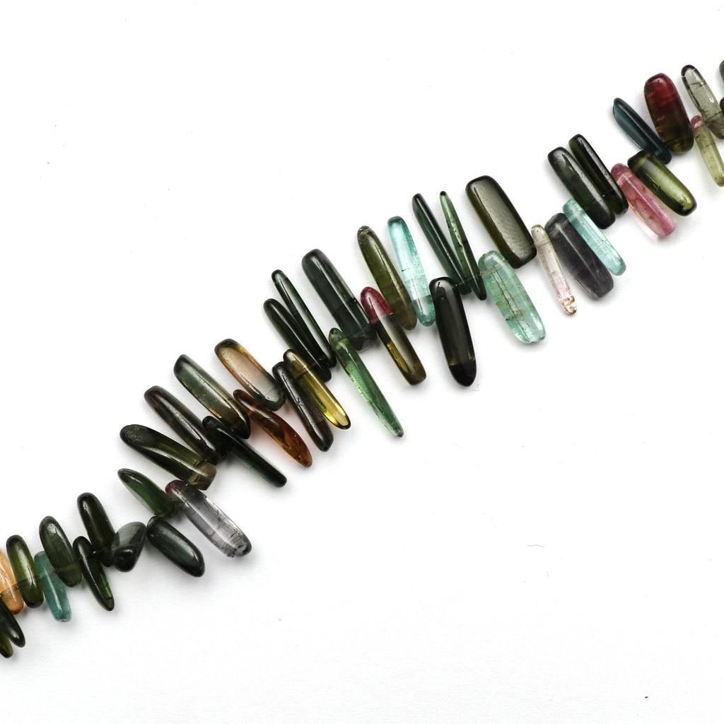 Multi Tourmaline Smooth Long Nuggets -3x7 mm to 3x15 mm - Multi Tourmaline Long Nuggets - Gem Quality , 5 Inch Full Strand, Price Per Strand - National Facets, Gemstone Manufacturer, Natural Gemstones, Gemstone Beads