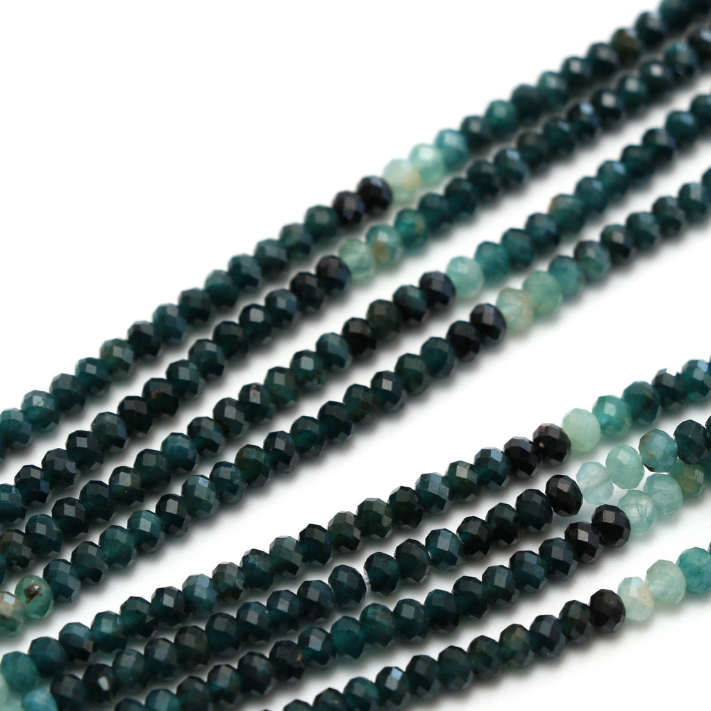 Grandidierite Faceted Roundel Beads, Grandidierite Shaded Beads, 4 mm, Gem Quality, 8 Inch6 Inch Full Strand, Price Per Strand - National Facets, Gemstone Manufacturer, Natural Gemstones, Gemstone Beads