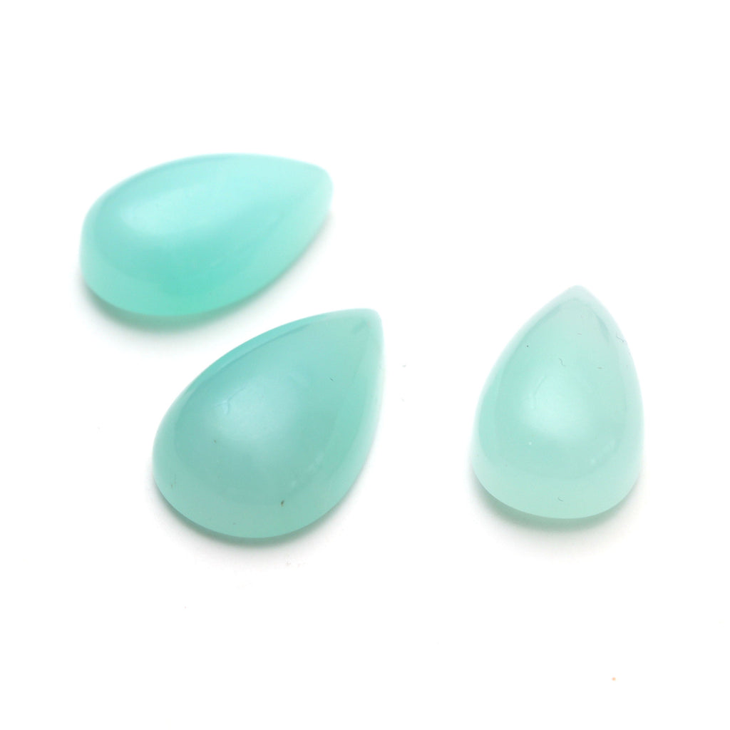 AAA Quality Natural Chrysophrase Smooth Pear Cabochon Gemstone | 16x21mm To 18x30mm | Gemstone Cabochon | Set of 3 Pieces - National Facets, Gemstone Manufacturer, Natural Gemstones, Gemstone Beads