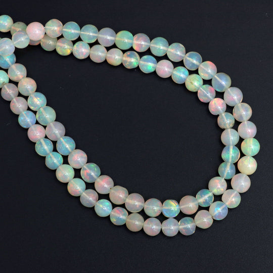 Natural Ethiopian Opal Smooth Round Balls Beads - 5.5 mm To 6 mm- Opal Jewelry Making Beads, 18 Inches Full Strand, Price Per Strand