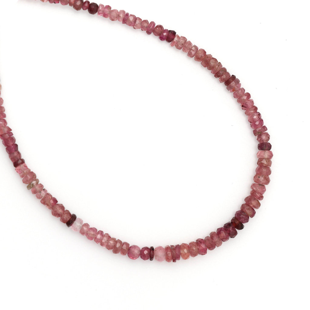 Pink Tourmaline | Pink Tourmaline Faceted Beads | 3 mm to 5 mm | Tourmaline Roundel Beads- Gem Quality, 8 Inch, Price Per Strand - National Facets, Gemstone Manufacturer, Natural Gemstones, Gemstone Beads