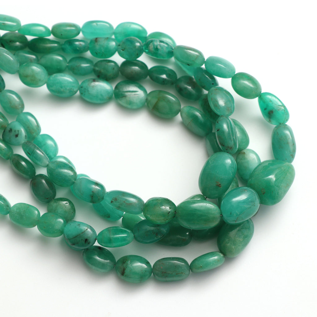 Emerald Smooth Oval Beads, 5x4 mm to 13x9 mm, Dyed Emerald Smooth Oval Beads - Gem Quality , 18 Inch/ 46 Cm Full Strand, Price Per Strand - National Facets, Gemstone Manufacturer, Natural Gemstones, Gemstone Beads