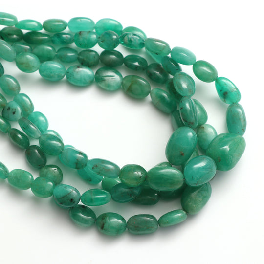 Emerald Smooth Oval Beads, 5x4 mm to 13x9 mm, Emerald Jewelry Making Beads, 18 Inch/ 46 Cm Full Strand, Price Per Strand