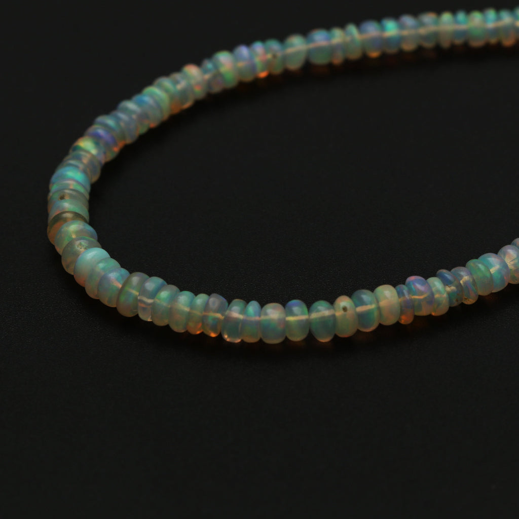 Natural Ethiopian Opal Smooth Roundel Beads 3 mm to 4 mm, Ethiopian Opal Beads, Gem Quality , 18 Inch/ 46 Cm Full Strand, Price Per Strand - National Facets, Gemstone Manufacturer, Natural Gemstones, Gemstone Beads