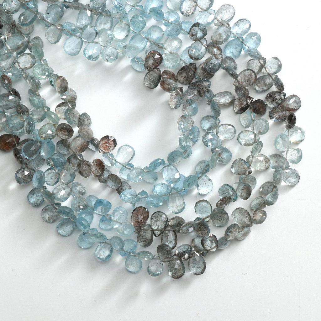Natural Aquamarine Smooth Pear Beads, Aquamarine Smooth - 5x7 mm to 5x8 mm -Aquamarine Pear-Gem Quality,8 Inch Full Strand,Price Per Strand - National Facets, Gemstone Manufacturer, Natural Gemstones, Gemstone Beads