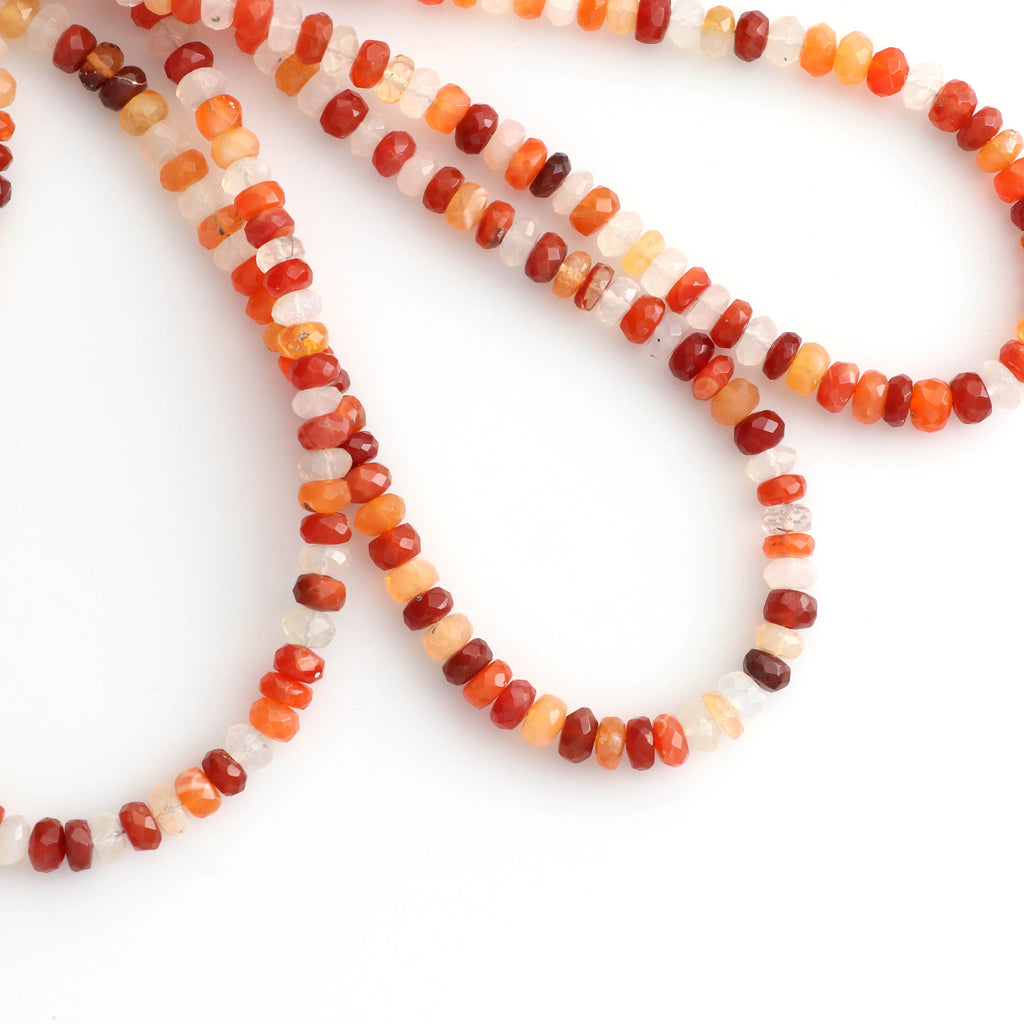 Natural Fire Opal Shaded Faceted Rondelle Beads | Shaded Opal Beads | Mexican Fire Opal Beads | 5 to 6 mm | 18" inches - National Facets, Gemstone Manufacturer, Natural Gemstones, Gemstone Beads