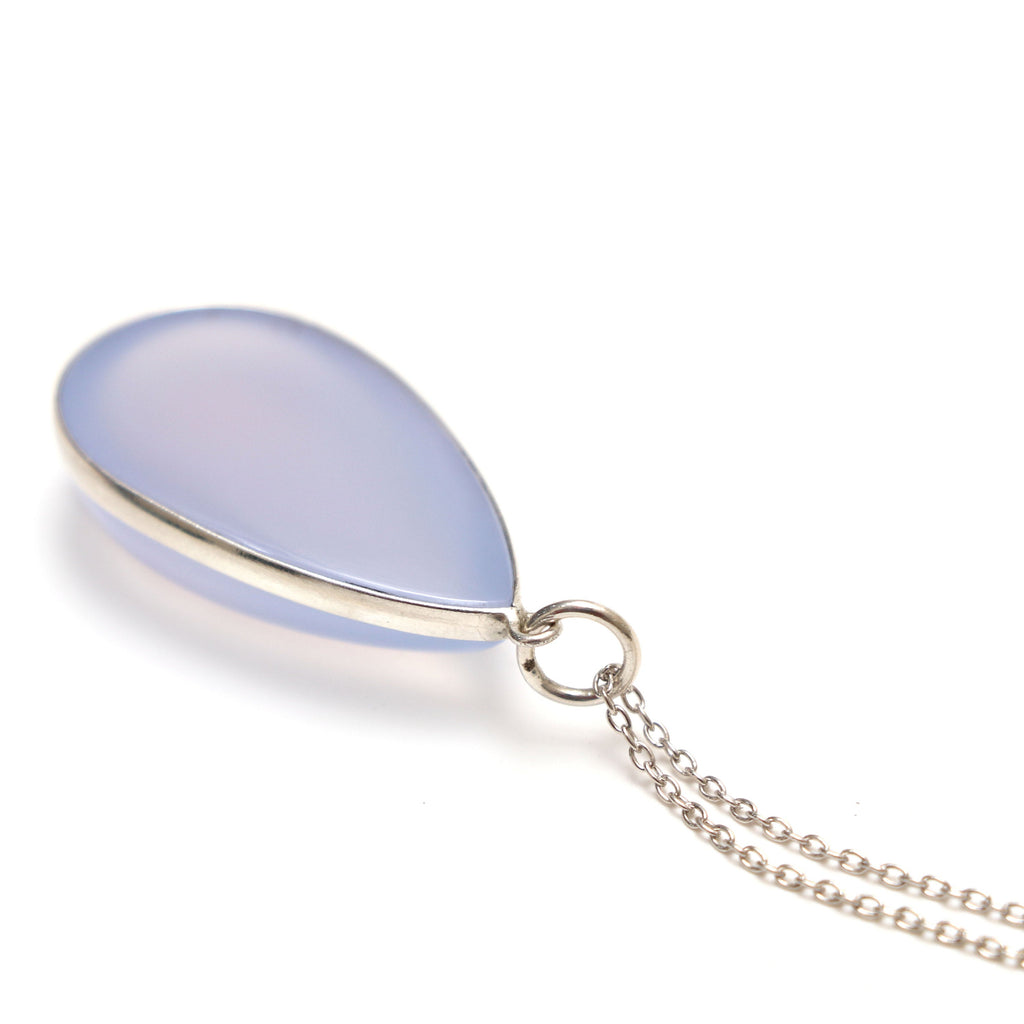 Blue Chalcedony Smooth Pear Gemstone Bezel Pendant | 925 Sterling Silver Plated | Gift For Mom | Price Per Pendant - National Facets, Gemstone Manufacturer, Natural Gemstones, Gemstone Beads