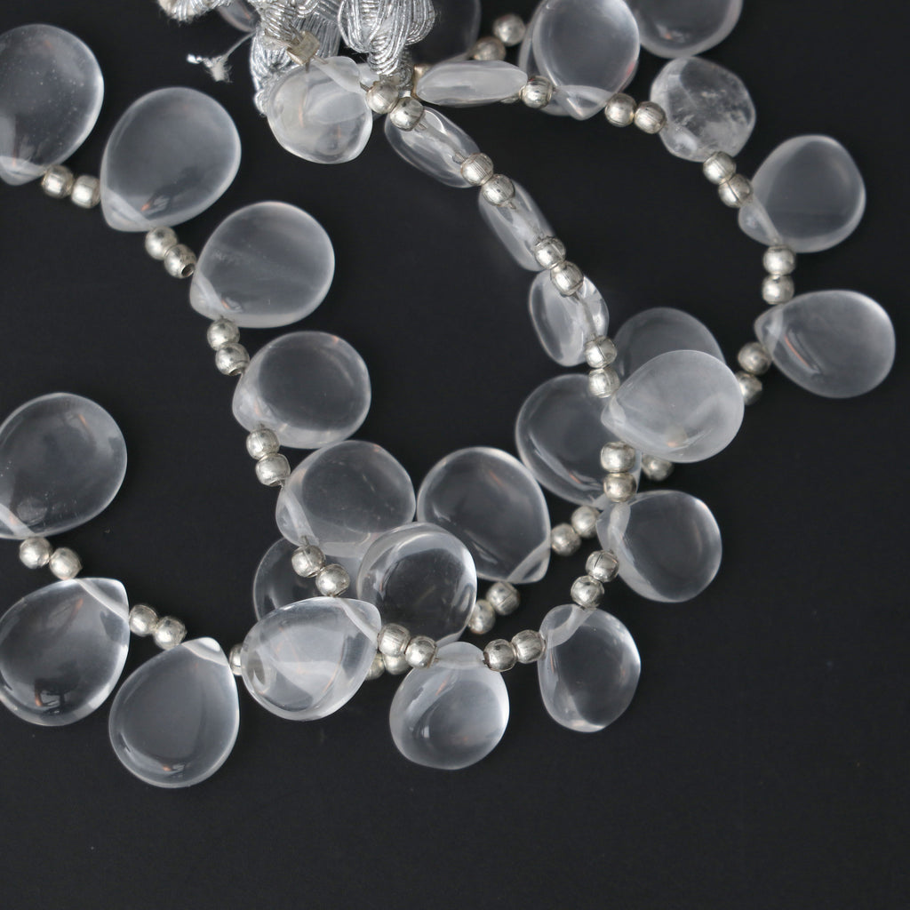 Crystal Smooth Pears Beads - 7x9 mm to 9x11 mm - Crystal Pear Cabs - Gem Quality , 20 Cm/ 8 Inch Full Strand, Price Per Strand - National Facets, Gemstone Manufacturer, Natural Gemstones, Gemstone Beads