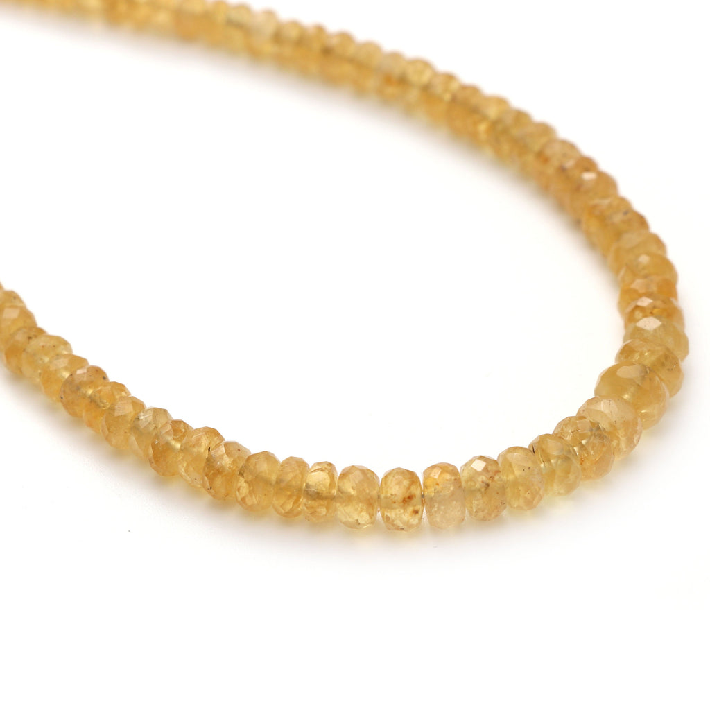 Yellow Aquamarine Faceted Roundel Beads, 3 mm to 6 mm, Yellow Aquamarine Beads - Gem Quality , 18 Inch/ 46 Cm Full Strand, Price Per Strand - National Facets, Gemstone Manufacturer, Natural Gemstones, Gemstone Beads