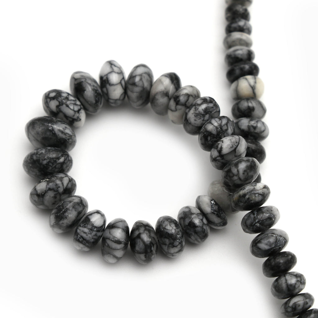 Pinolith Smooth Roundel Beads - 5 mm to 10 mm - Pinolith Smooth - Gem Quality , 8 Inch/ 20 Cm Full Strand, Price Per Strand - National Facets, Gemstone Manufacturer, Natural Gemstones, Gemstone Beads