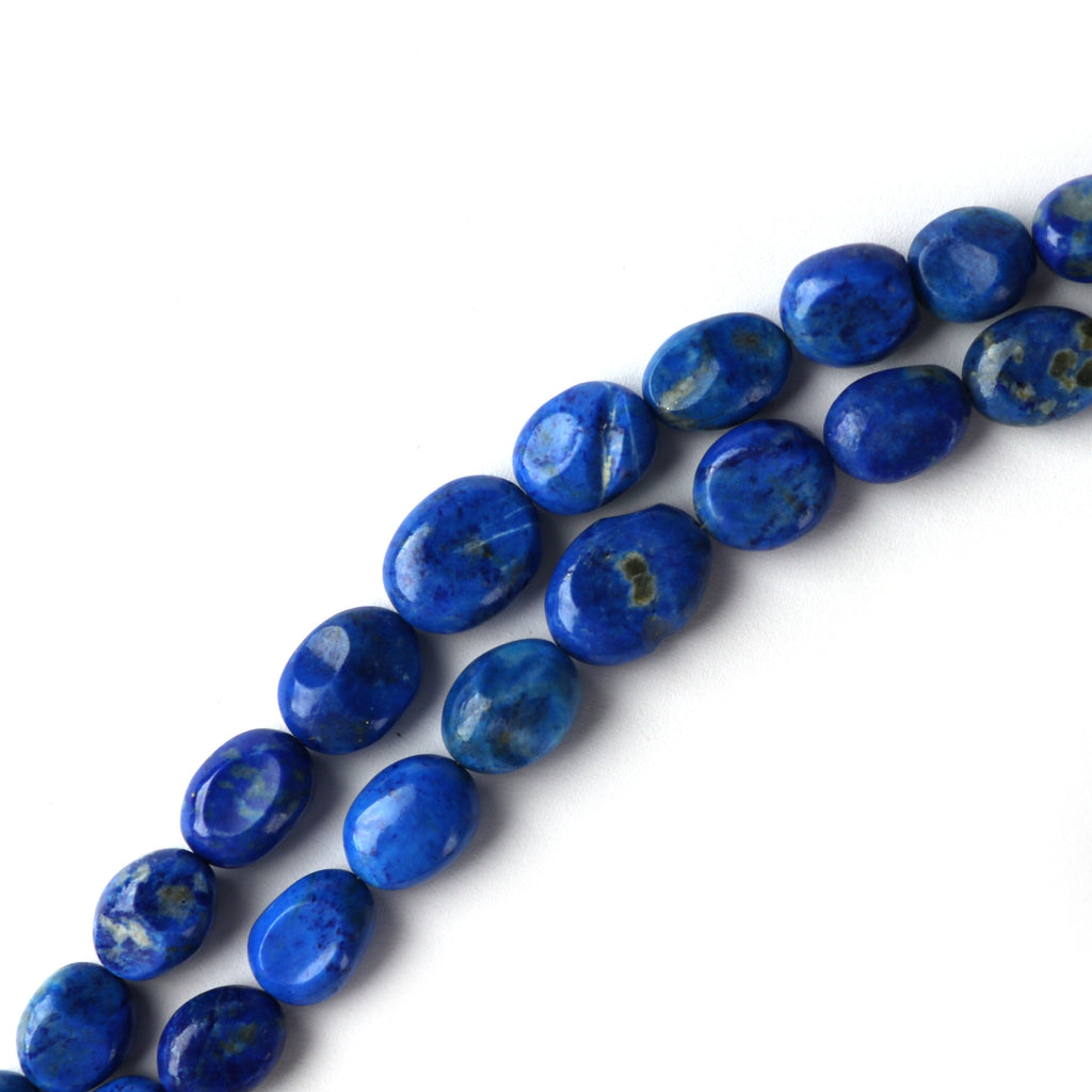 Natural Lazuli Lapis Tumble Smooth Beads, 9x12 MM to 10.5x13.5 MM ,Lazuli Lapis AA Quality , 8 Inch, Price Per Strand - National Facets, Gemstone Manufacturer, Natural Gemstones, Gemstone Beads