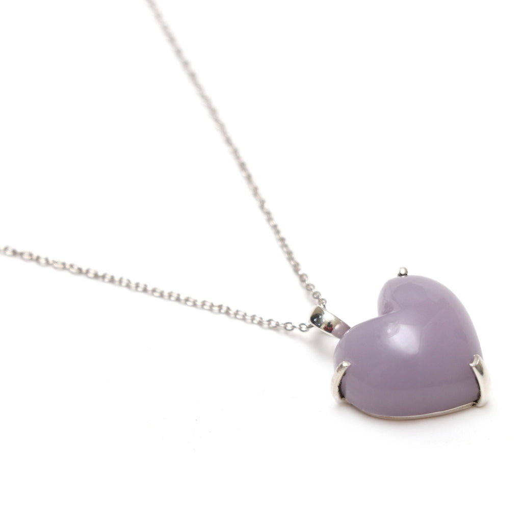 Purple Chalcedony Smooth Heart Gemstone Prong Pendant | 925 Sterling Silver Plated | Gift For Mom | Price Per Pendant - National Facets, Gemstone Manufacturer, Natural Gemstones, Gemstone Beads