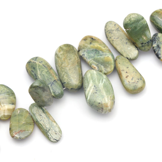 サーペンタイン オパール スムース ペブル ビーズ - 8x12 mm ～ 13x21 mm - サーペンタイン ジュエリー メイキング ビーズ、13 cm フル ストランド、1 ストランドあたりの価格