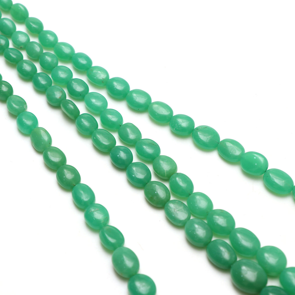 Chrysoprase Smooth Tumble Beads | 6x7 mm to 12x16 mm | Chrysoprase Gemstone | Gem Quality | 8 Inch/ 18 Inch Strand | Price Per Strand - National Facets, Gemstone Manufacturer, Natural Gemstones, Gemstone Beads