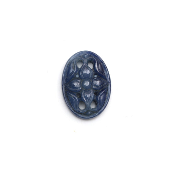 Natural Blue Sapphire Carving Oval Loose Gemstone - 13x18mm - Sapphire Jewelry Making Gemstone, 1 Piece