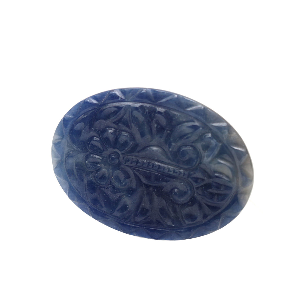 Natural Blue Sapphire Carving Oval Loose Gemstone - 28x38mm - Sapphire Oval , Sapphire Carving Loose Gemstone , 1 Pieces - National Facets, Gemstone Manufacturer, Natural Gemstones, Gemstone Beads
