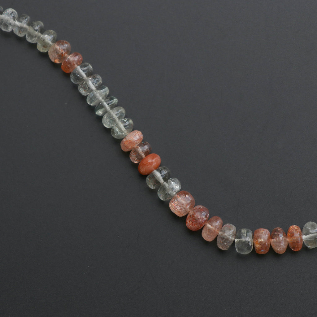 Sunstone Smooth Beads, Sunstone Rondelle Beads, Green Red sunstone - 5 mm to 6.5 mm - Sunstone Beads- Gem Quality , 8 Inch, Price Per Strand - National Facets, Gemstone Manufacturer, Natural Gemstones, Gemstone Beads
