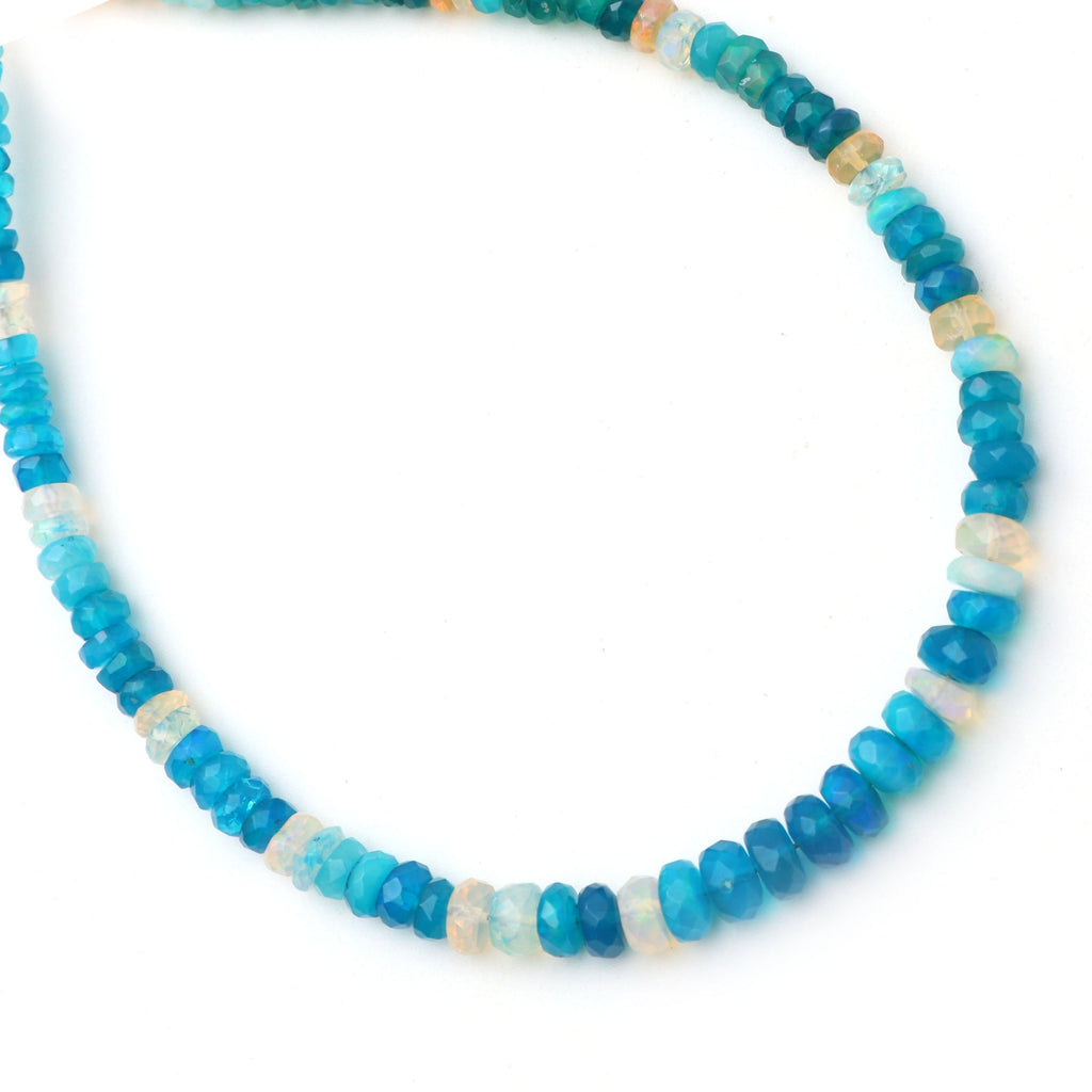 Blue White Ethiopian Opal Faceted Beads - Shaded Opal Beads, 3 mm to 5 mm - Opal Beads - Gem Quality , Price Per Strand - National Facets, Gemstone Manufacturer, Natural Gemstones, Gemstone Beads