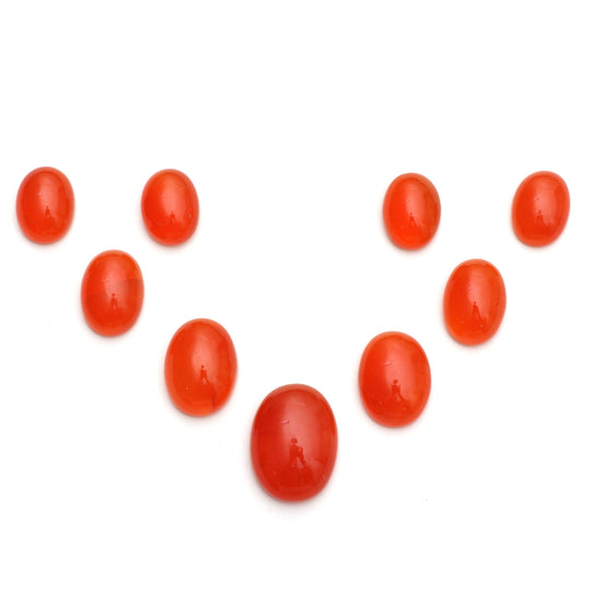 Natural Carnelian Smooth Oval Cabochon Gemstone | 12x16mm To 18x24mm | Carnelian Jewelry Making Gemstone | Set of 9 Pieces