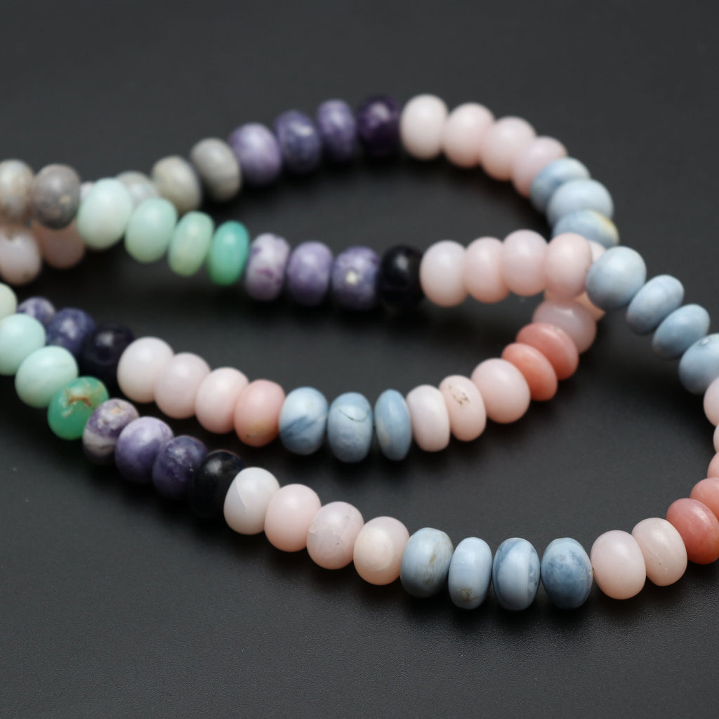Multi Opal Smooth Rondelle Beads | 10 mm to 11 mm | Multi Opal Smooth Rondelle | Gem Quality | 8 Inch/ 18 Inch | Price Per Strand - National Facets, Gemstone Manufacturer, Natural Gemstones, Gemstone Beads