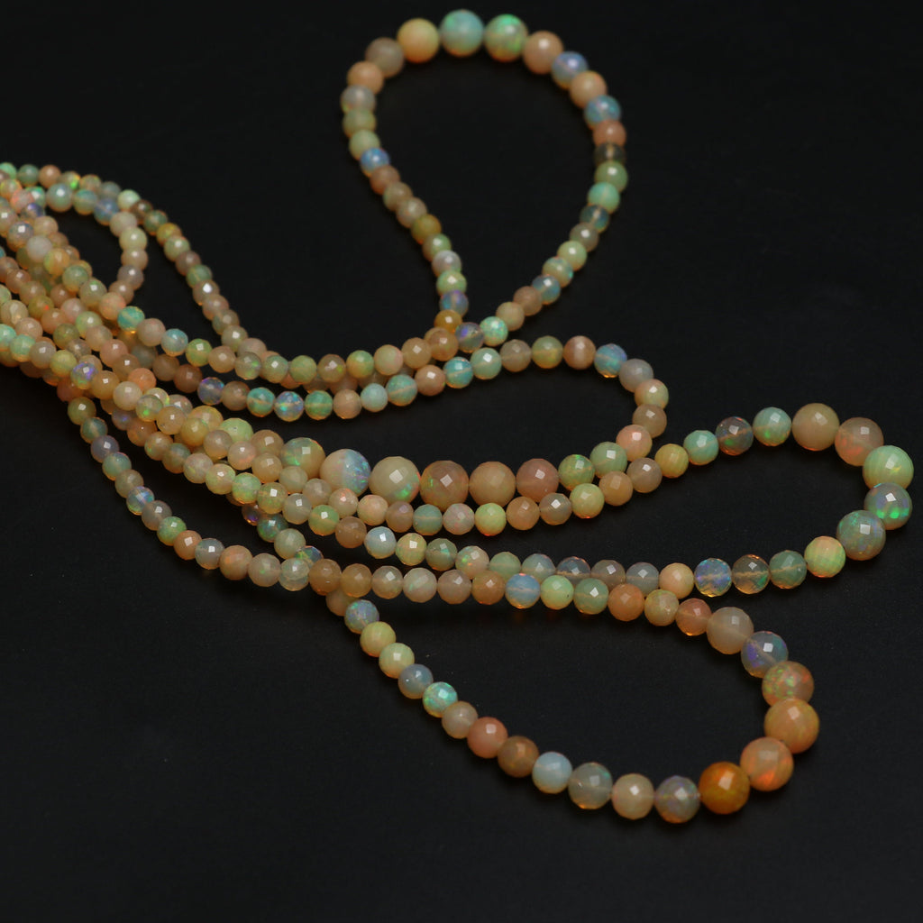 Ethiopian Opal Faceted Round Balls Beads | 4 mm to 8 mm | Ethiopian Opal | Gem Quality | 8 Inch/ 18 Inch Full Strand | Price Per Strand - National Facets, Gemstone Manufacturer, Natural Gemstones, Gemstone Beads