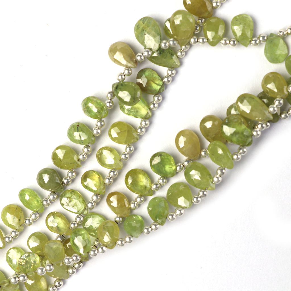 Natural Sphene Faceted Pear, Sphene Gemstone, Color Sphene Pear, 8x5 to 10x6 mm, Sphene Pear, Sphene Faceted, 8 Inch Full Strand - National Facets, Gemstone Manufacturer, Natural Gemstones, Gemstone Beads