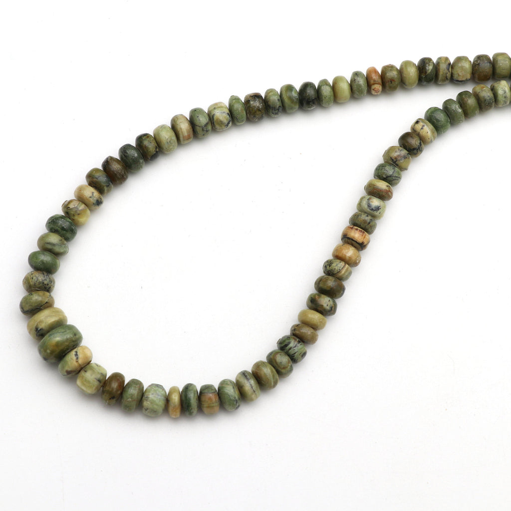 Natural Serpentine Opal Smooth Beads - 6 mm to 10.5 mm - Serpentine with Opal - Gem Quality , 8 Inch/16 Inch, Price Per Strand - National Facets, Gemstone Manufacturer, Natural Gemstones, Gemstone Beads