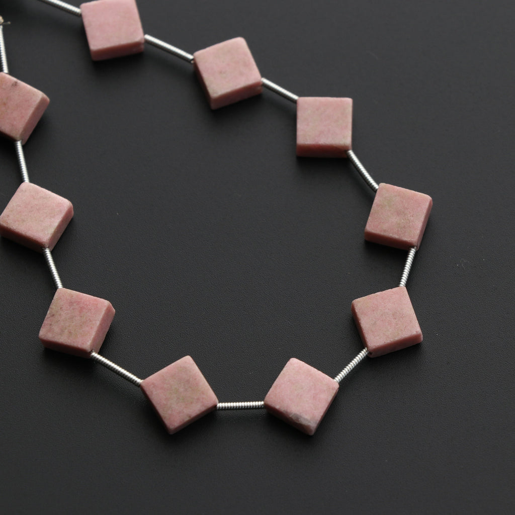 Thulite Smooth Square Flat Thulite Square - 9x9x4 mm - Thulite Flat - Gem Quality , 8 Inch/ 20 Cm Full Strand, Price Per Strand - National Facets, Gemstone Manufacturer, Natural Gemstones, Gemstone Beads