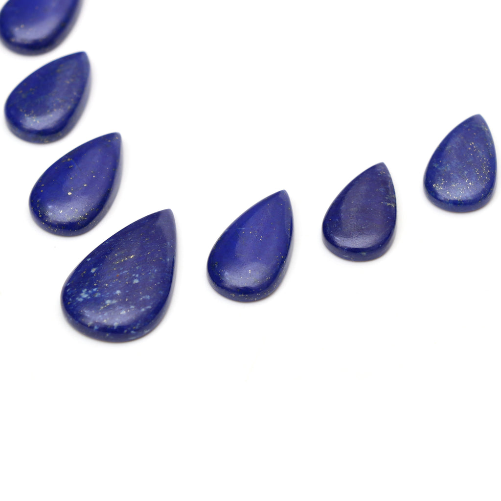 AAA Quality Natural Lapis Smooth Pear Cabochon Gemstone | 13x22 mm to 18x31 mm | Gemstone Cabochon | Set of 7 Pieces - National Facets, Gemstone Manufacturer, Natural Gemstones, Gemstone Beads