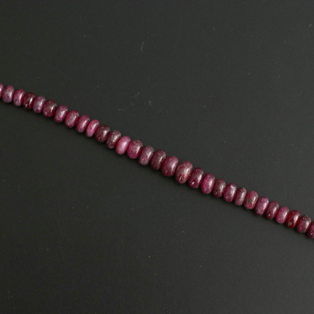 Ruby Smooth Roundel Beads, 5 mm to 8 mm, Ruby Plain Beads - Gem Quality , 8 Inch/ 20 Cm Full Strand, Price Per Strand - National Facets, Gemstone Manufacturer, Natural Gemstones, Gemstone Beads