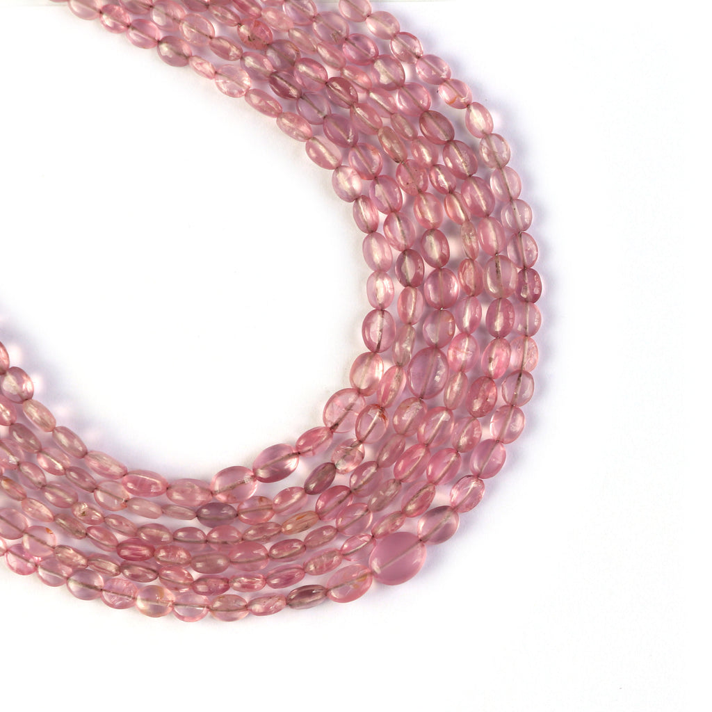 Natural Pink Tourmaline Oval Smooth Beads, 3x4 MM to 5x6 MM, Pink Tourmaline , 8 Inch, Per Strand Price - National Facets, Gemstone Manufacturer, Natural Gemstones, Gemstone Beads
