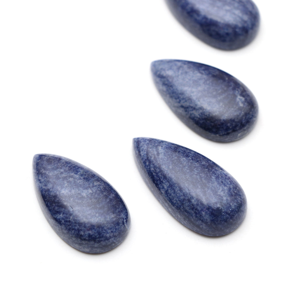 AAA Quality Natural Denim Quartz Smooth Pear Cabochon Gemstone | 15x25 mm to 17x35 mm | Gemstone Cabochon | Set of 7 Pieces - National Facets, Gemstone Manufacturer, Natural Gemstones, Gemstone Beads