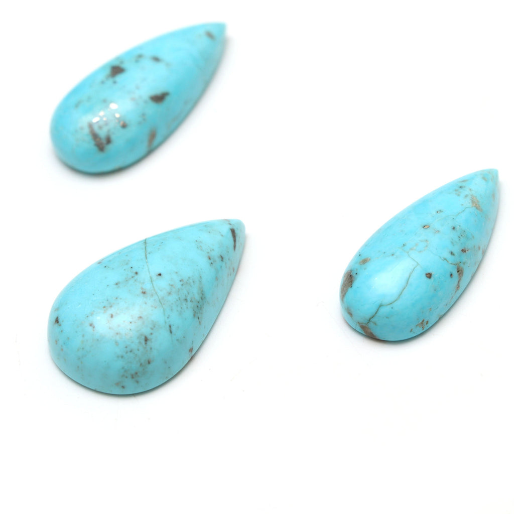 AAA Quality Natural Turquoise Smooth Pear Cabochon Gemstone | 14x33 mm to 20x34 mm | Gemstone Cabochon | Set of 3 Pieces - National Facets, Gemstone Manufacturer, Natural Gemstones, Gemstone Beads