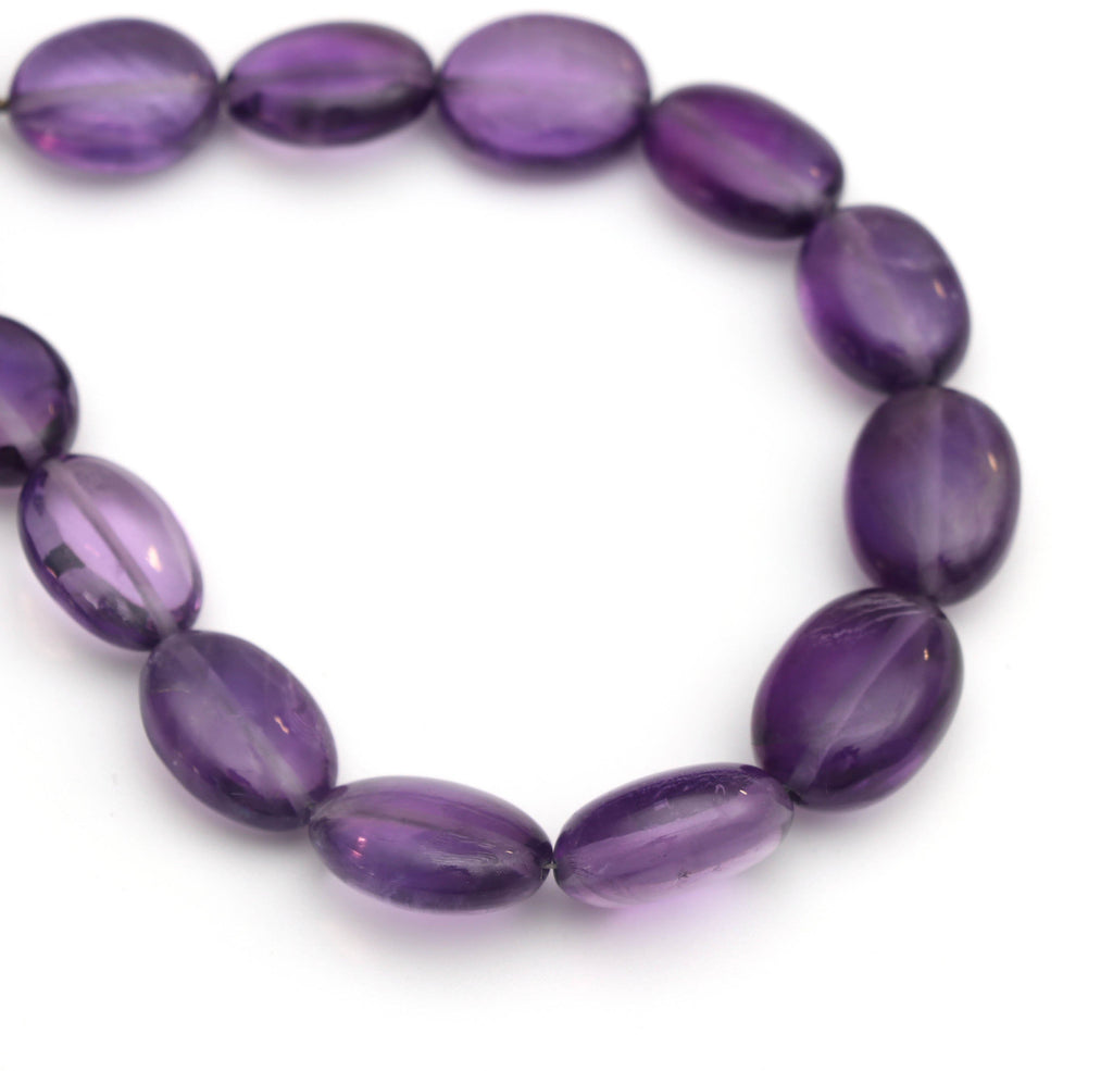 Amethyst Smooth Oval Beads , Amethyst Oval - 11x15 mm to 13x17 mm - Amethyst - Gem Quality , 8 Inch/ 20 Cm Full Strand, Price Per Strand - National Facets, Gemstone Manufacturer, Natural Gemstones, Gemstone Beads