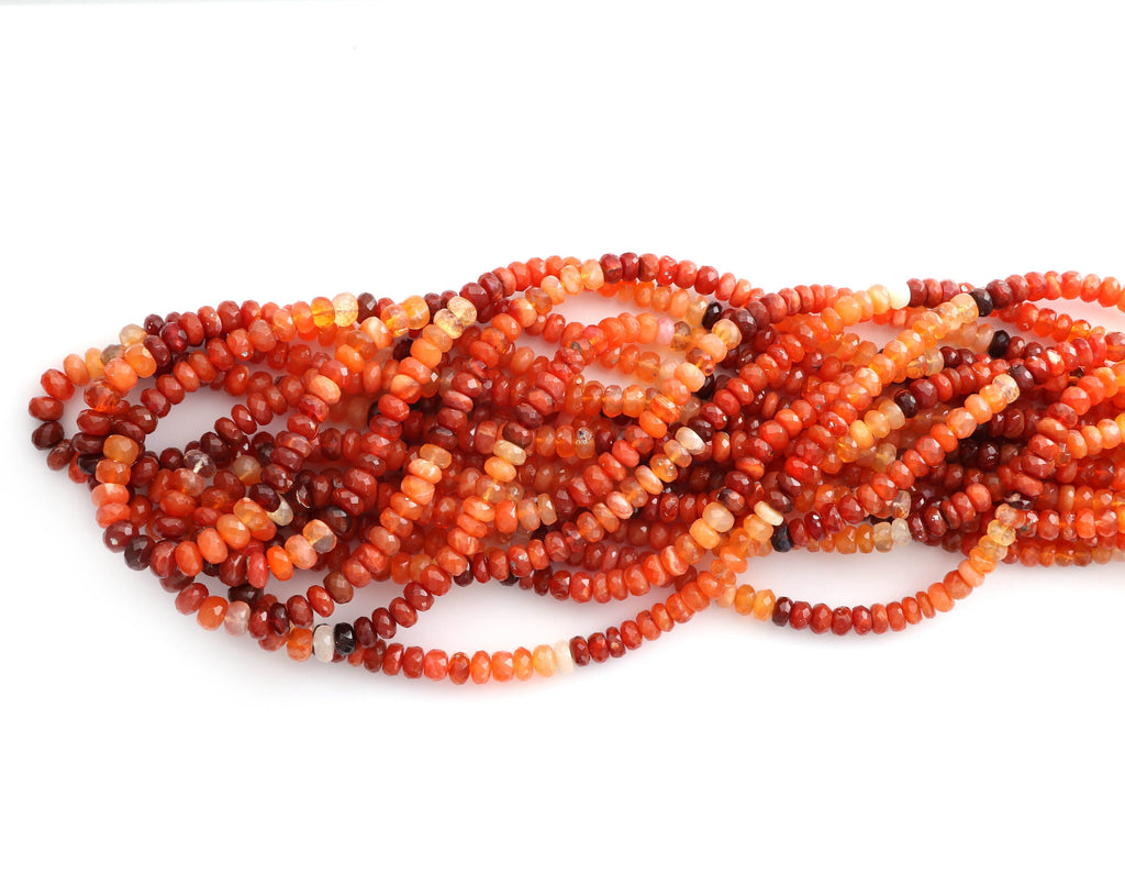 Natural Fire Opal Shaded Faceted Rondelle Beads | Shaded Opal Bead | Mexican Fire Opal Bead Strand | 6 to 7 mm | 18" inches strand - National Facets, Gemstone Manufacturer, Natural Gemstones, Gemstone Beads