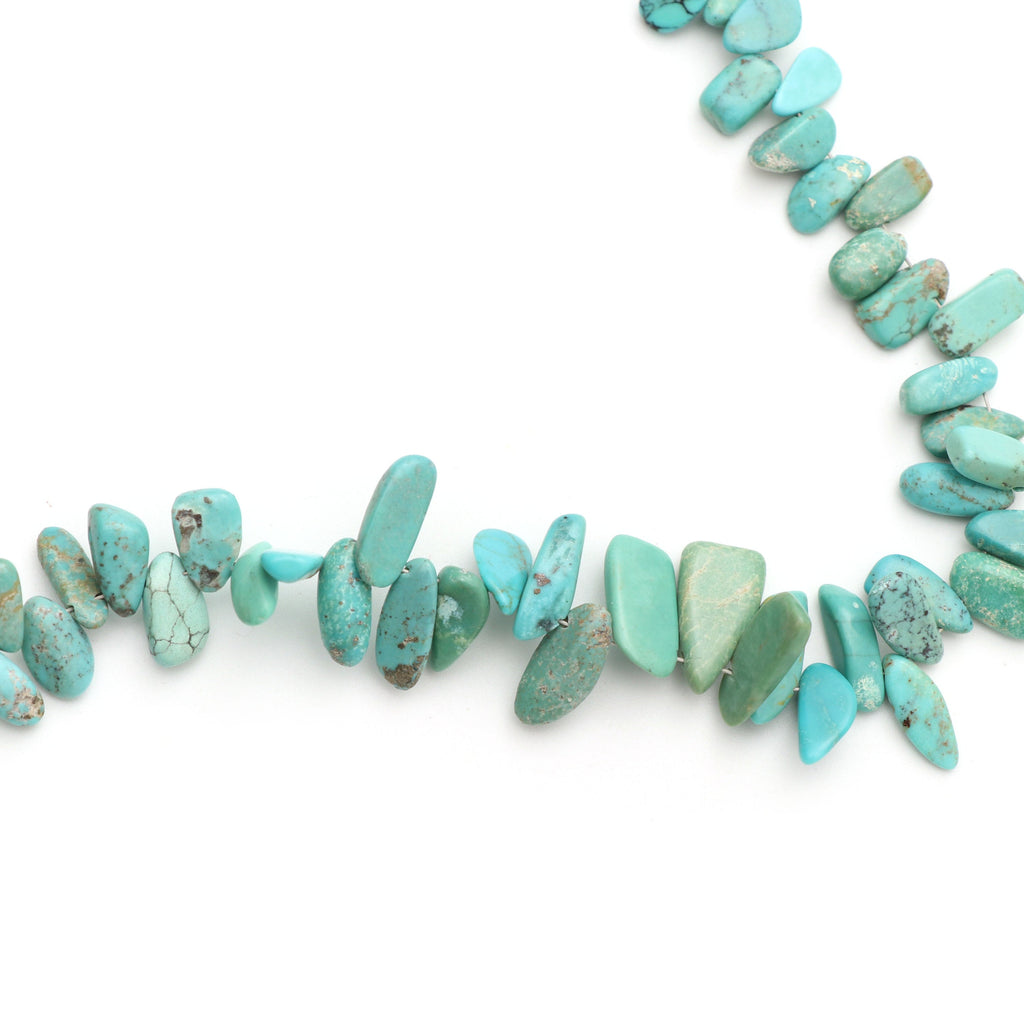 Turquoise Smooth Nuggets Beads, Turquoise nuggets - 5x6 mm to 7.5x14 mm - Turquoise Nuggets - Gem Quality, 8 Inch, Price Per Strand - National Facets, Gemstone Manufacturer, Natural Gemstones, Gemstone Beads