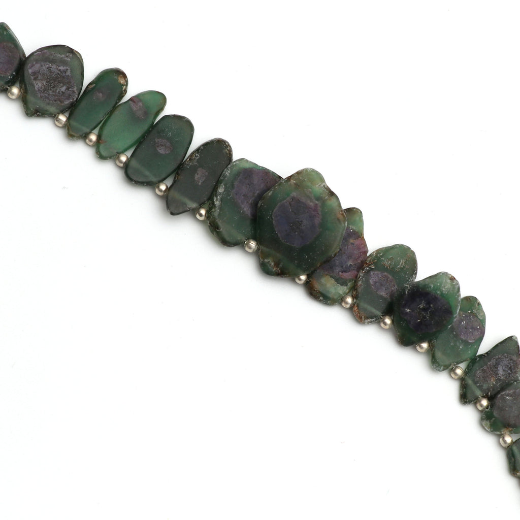 Ruby Fuchsite Smooth Fancy Slice Beads - 7x10 mm to 17x21 mm - Ruby Fuchsite - Gem Quality , 8 Inch/ 20 Cm Full Strand, Price Per Strand - National Facets, Gemstone Manufacturer, Natural Gemstones, Gemstone Beads