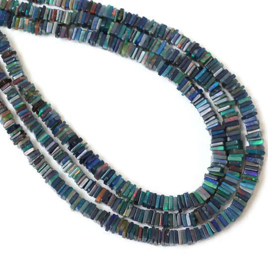 Natural Black Ethiopian Smooth Square Beads | 3.5 mm to 4.5 mm | Opal Jewelry Making Beads | 18 Inches Full Strand | Price Per Strand