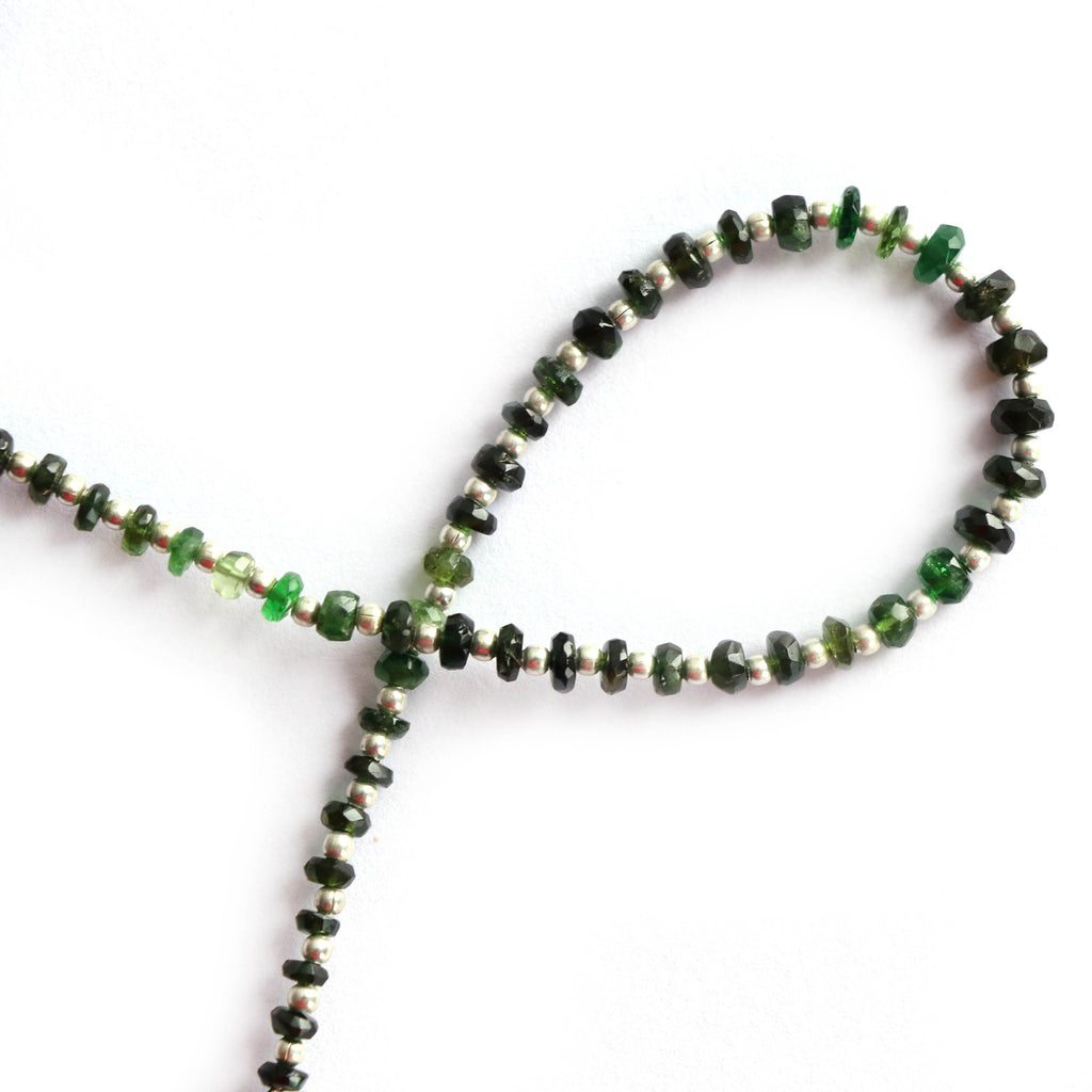 Chrome Tourmaline Roundel Faceted Beads, Chrome Tourmaline, Chrome Beads- 4 mm to 5 mm- Gem Quality ,8 Inch Full Strand, Price Per Strand - National Facets, Gemstone Manufacturer, Natural Gemstones, Gemstone Beads