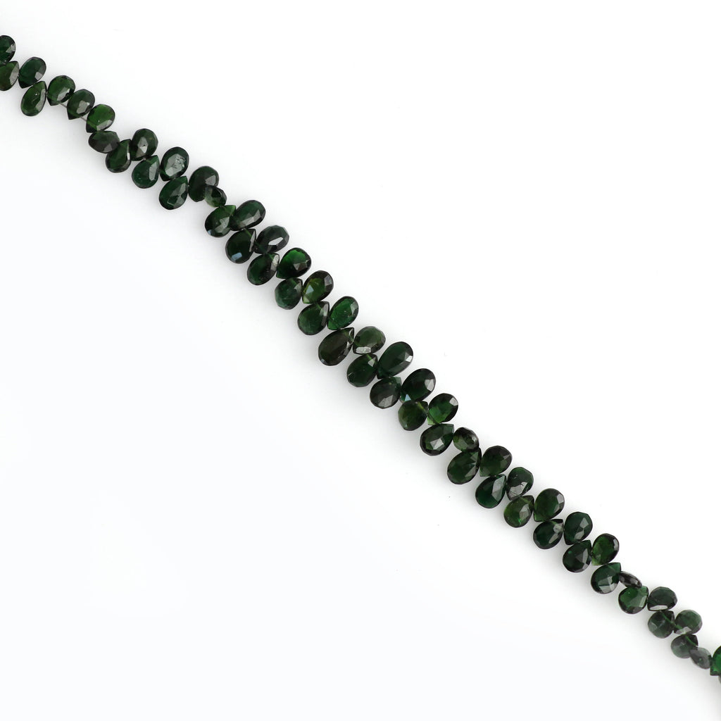 Chrome Tourmaline Faceted Pear Beads, 3x4.5 mm to 4.5x7 mm, Chrome Tourmaline Faceted Gemstone, 8 inch, Price Per Strand - National Facets, Gemstone Manufacturer, Natural Gemstones, Gemstone Beads