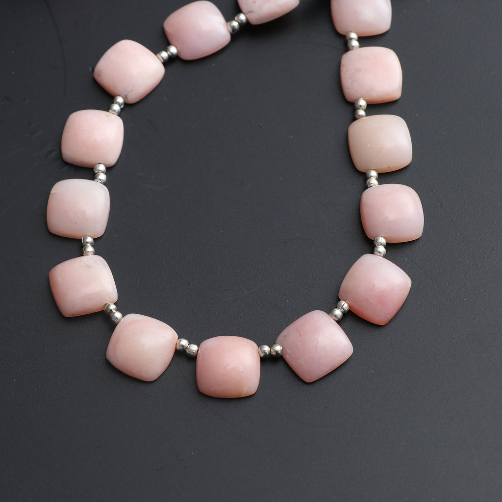 Pink Opal Smooth Cushion Beads - 11x11 mm - Pink Opal Cabs Gemstone - Gem Quality , 20 Cm Full Strand, Price Per Strand - National Facets, Gemstone Manufacturer, Natural Gemstones, Gemstone Beads