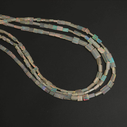 Natural Ethiopian Opal Smooth Rectangle Beads | 2.5x3.5 mm to 5.5x9 mm | Opal Jewelry Making Beads | 18 Inches Full Strand | Price Per Strand
