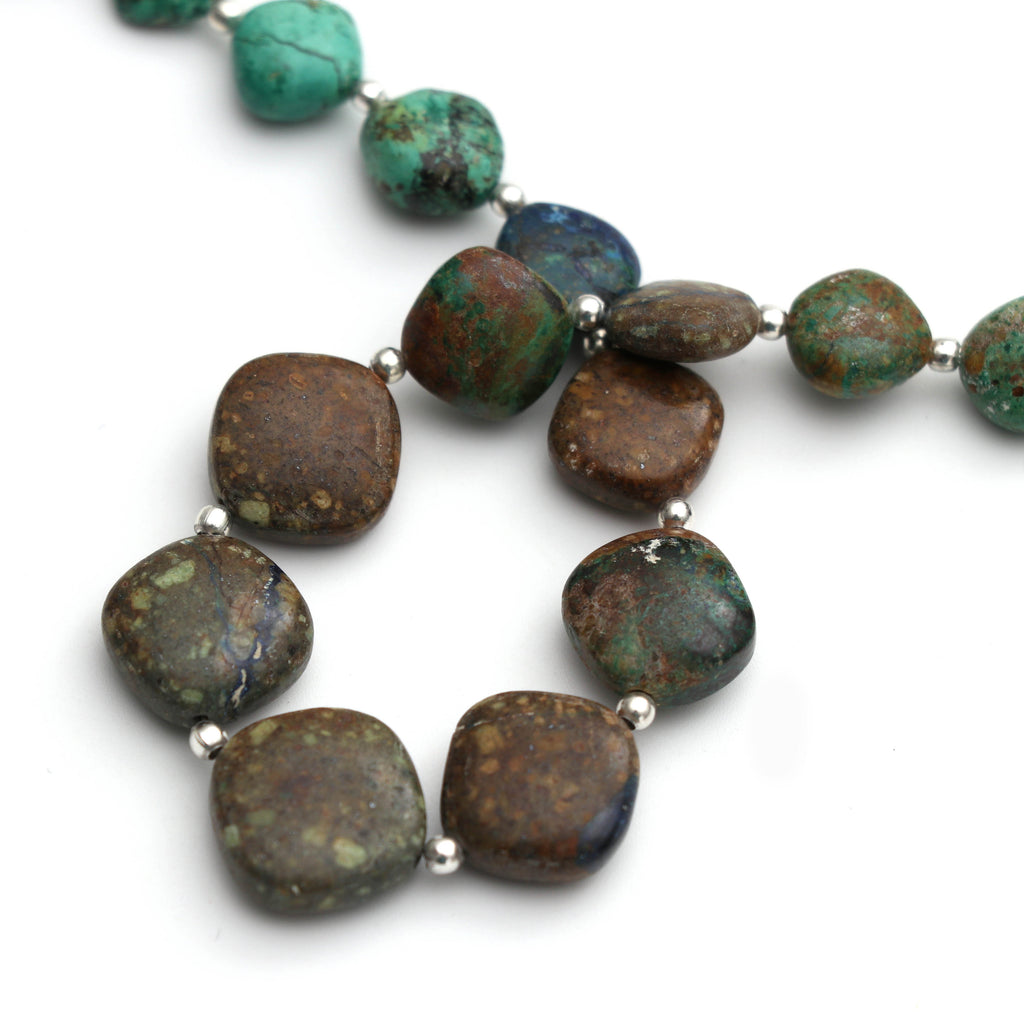 Azurite Malachite Smooth Cushion Beads - 5x9 mm to 5.5x15 mm- Azurite Malachite - Gem Quality , 8 Inch/ 20 Cm Full Strand, Price Per Strand - National Facets, Gemstone Manufacturer, Natural Gemstones, Gemstone Beads