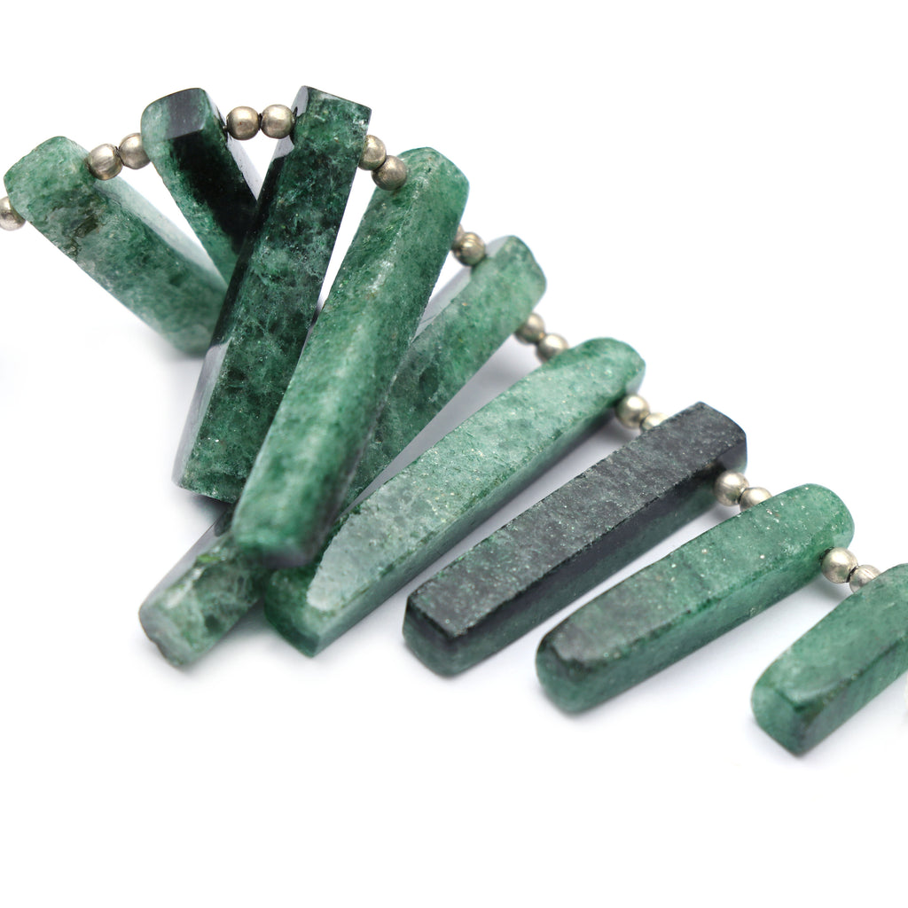 Natural Green Aventurine Smooth Long Slice | Green Aventurine, 5x14 mm to 5x25 mm | Green Aventurine Smooth | 4 inches strand - National Facets, Gemstone Manufacturer, Natural Gemstones, Gemstone Beads