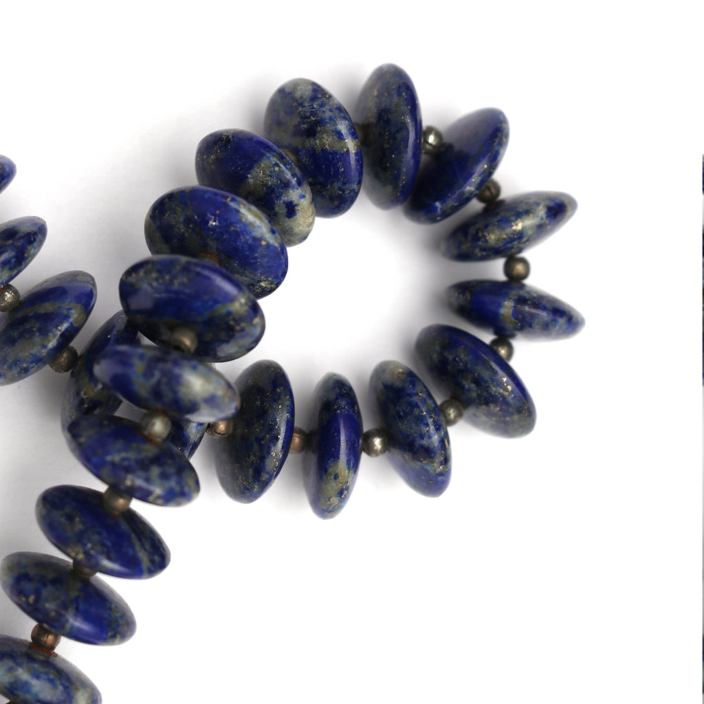 Natural Lapis Lazuli Smooth Saucer Beads- 12 mm - Lapis Lazuli Saucer, Lapis German Cut Beads - Gem Quality , 8 Inch, Price Per Strand - National Facets, Gemstone Manufacturer, Natural Gemstones, Gemstone Beads